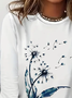Damen Geblümt Langarm T-Shirts T-Shirt Rundhals Print Lässig Frühling/Herbst T-Shirt mit Grafik Oberteile