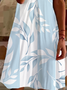 Damen Geblümt Kurzarm Sommer Print Kleid V-Ausschnitt Täglich Lässig Knielänge T-Shirt-Kleid H-Linie Kleid