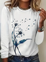 Damen Geblümt Langarm T-Shirts T-Shirt Rundhals Print Lässig Frühling/Herbst T-Shirt mit Grafik Oberteile