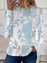 Damen Geblümt Langarm T-Shirts T-Shirt Rundhals Print Lässig Frühling/Herbst T-Shirt mit Grafik Oberteile