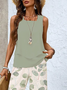 Damen Geblümt Zweiteiliges Set Täglich Ärmellos Lässig Sommer Bluse mit Hose Matching Set