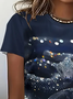Damen Schlangenhaut Kurzarm T-Shirts T-Shirt Rundhals Print Lässig Sommer T-Shirt mit Grafik Oberteile