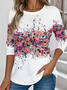 Damen 3d Drucken Langarm T-Shirts T-Shirt Rundhals Retro Frühling/Herbst Oberteile