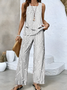 Damen 3d Drucken Zweiteiliges Set Täglich Ärmellos Lässig Sommer Bluse mit Hose Matching Set