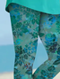 Damen Geblümt Caprihosen Elastische Taille Hose Lässig Sommer Hose