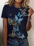 Damen Schmetterling Kurzarm T-Shirts T-Shirt Rundhals Print Lässig Sommer T-Shirt mit Grafik Oberteile