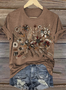 Damen Geblümt Kurzarm T-Shirts T-Shirt Rundhals Lässig Sommer Oberteile