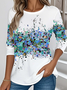 Damen 3d Drucken Langarm T-Shirts T-Shirt Rundhals Retro Frühling/Herbst Oberteile