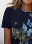 Damen Schmetterling Kurzarm T-Shirts T-Shirt Rundhals Print Lässig Sommer T-Shirt mit Grafik Oberteile