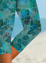 Damen Geblümt Caprihosen Elastische Taille Hose Lässig Sommer Hose