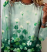 Damen Langarm T-Shirts T-Shirt Frühling/Herbst vierblättriges Kleeblatt Rundhals Lässig Oberteile
