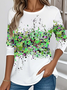 Damen 3d Drucken Langarm T-Shirts T-Shirt Rundhals Retro Frühling/Herbst Oberteile