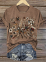 Damen Geblümt Kurzarm T-Shirts T-Shirt Rundhals Lässig Sommer Oberteile