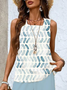 Damen Geometrisch Print Zweiteiliges Set Täglich Ärmellos Lässig Sommer Bluse mit Hose Matching Set