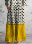 Damen Langarm Frühling/Herbst Polka Dots Kleid V-Ausschnitt Urlaub Ausgehen Retro Maxikleid T-Shirt-Kleid A-Linien-Kleid