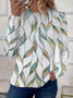 Damen Geometrisch Langarm T-Shirts T-Shirt Rundhals Print Lässig Frühling/Herbst T-Shirt mit Grafik Oberteile