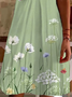 Damen Geblümt Kurzarm Sommer Print Kleid V-Ausschnitt Täglich Lässig Knielänge T-Shirt-Kleid H-Linie Kleid