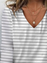 Damen Gestreift Langarm T-Shirts T-Shirt V-Ausschnitt Print Lässig Frühling/Herbst T-Shirt mit Grafik Oberteile