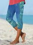 Damen Schmetterling Retro Sommer Caprihosen Leggings