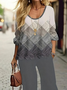 Damen Geometrisch Print Zweiteiliges Set Täglich Langarm Lässig Frühling/Herbst Bluse mit Hose Matching Set