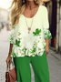 Damen Geblümt Print Zweiteiliges Set Täglich Langarm Lässig Frühling/Herbst Bluse mit Hose Matching Set