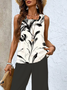 Damen Geblümt Print Zweiteiliges Set Täglich Ärmellos Lässig Sommer Bluse mit Hose Matching Set