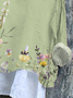 Damen Geblümt Langarm Bluse_ Frühling/Herbst Print V-Ausschnitt Täglich Lässig Oberteile