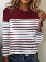 Damen Gestreift Langarm T-Shirts T-Shirt Rundhals Lässig Frühling/Herbst Oberteile