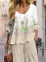 Damen Geblümt Print Zweiteiliges Set Täglich Langarm Lässig Frühling/Herbst Bluse mit Hose Matching Set