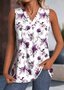 Damen Ärmellos Tanktop Oberteile Leibchen Sommer Geblümt V-Ausschnitt Täglich Lässig Oberteile