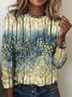 Damen Geblümt Langarm T-Shirts T-Shirt Rundhals Lässig Frühling/Herbst Oberteile