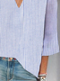 Damen Gestreift Dreiviertelärmel Bluse Frühling/Herbst Print V-Ausschnitt Täglich Lässig Oberteile