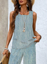 Damen Grafik mit Denim-Imitat-Print Print Zweiteiliges Set Täglich Ärmellos Lässig Sommer Bluse mit Hose Matching Set