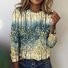 Damen Geblümt Langarm T-Shirts T-Shirt Rundhals Lässig Frühling/Herbst Oberteile