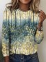 Damen Geblümt Langarm T-Shirts T-Shirt Rundhals Lässig Frühling/Herbst Oberteile