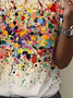 Damen Farbblock Kurzarm T-Shirts T-Shirt Rundhals Print Lässig Sommer T-Shirt mit Grafik Oberteile