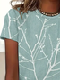 Damen Geäst Kurzarm T-Shirts T-Shirt Rundhals Print Lässig Sommer T-Shirt mit Grafik Oberteile