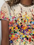 Damen Farbblock Kurzarm T-Shirts T-Shirt Rundhals Print Lässig Sommer T-Shirt mit Grafik Oberteile