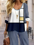 Damen Geometrisch Print Zweiteiliges Set Täglich Langarm Lässig Frühling/Herbst Bluse mit Hose Matching Set