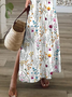 Damen Geblümt Kurzarm Sommer Print Kleid V-Ausschnitt Täglich Lässig Maxikleid X-Linie Kleid