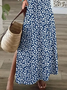 Damen Geblümt Kurzarm Sommer Print Kleid V-Ausschnitt Täglich Lässig Maxikleid X-Linie Kleid