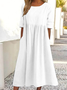 Damen Unifarben Halbarm Sommer Kleid Rundhals Täglich Lässig Maxikleid Blusenkleid A-Linien-Kleid