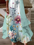 Damen Geblümt Print Zweiteiliges Set Täglich Dreiviertelärmel Lässig Frühling/Herbst Mantel mit Rock Matching Set