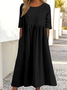 Damen Unifarben Halbarm Sommer Kleid Rundhals Täglich Lässig Maxikleid Blusenkleid A-Linien-Kleid