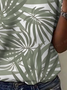 Damen Blätter Kurzarm T-Shirts T-Shirt Rundhals Lässig Sommer Oberteile