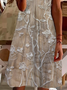 Damen Geblümt Kurzarm Sommer Print Kleid V-Ausschnitt Täglich Lässig Knielänge T-Shirt-Kleid H-Linie Kleid