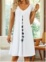 Damen Kurzarm Sommer Geblümt Print Kleid V-Ausschnitt Täglich Ausgehen Lässig Knielänge T-Shirt-Kleid H-Linie Kleid