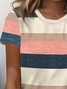 Damen Gestreift Kurzarm T-Shirts T-Shirt Rundhals Print Lässig Sommer T-Shirt mit Grafik Oberteile