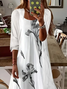 Damen Geblümt Print Zweiteiliges Set Täglich Dreiviertelärmel Lässig Frühling/Herbst Mantel mit Rock Matching Set