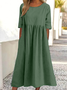 Damen Unifarben Halbarm Sommer Kleid Rundhals Täglich Lässig Maxikleid Blusenkleid A-Linien-Kleid